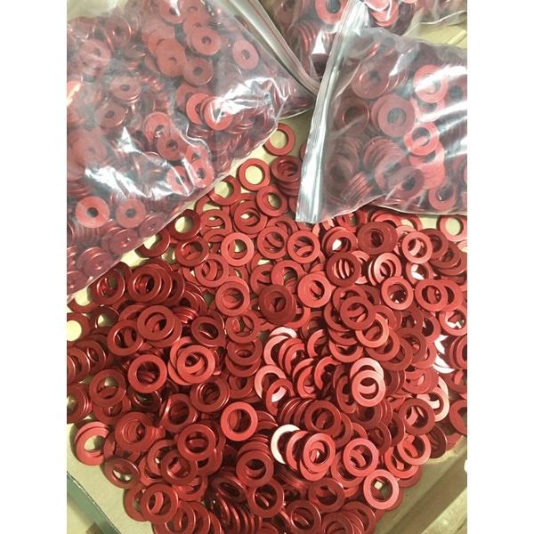 Long đền nhôm màu đỏ 6li 8li 10li 12li 14li được tiện chi tiết tỉ mỉ dày dặn