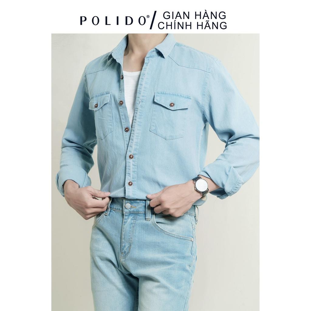 Áo Sơ Mi Denim Dài Tay Nam Ceffylo Kiểu Dáng Basic, Chất Liệu Denim Mỏng Không Bai, Xù Thời Trang Nam