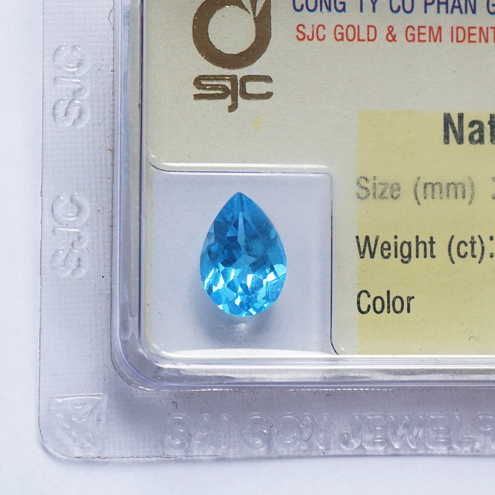 Mặt Đá Quý Topaz Mài Giác Giọt Nước Tự Nhiên Kiểm Định - 56443