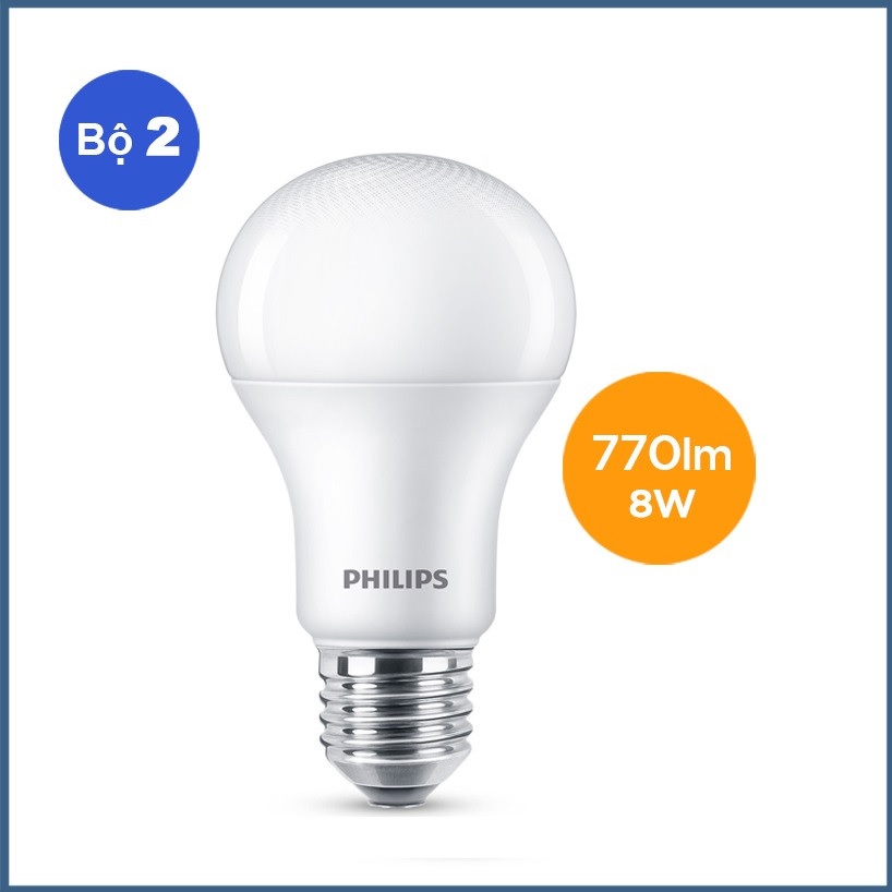 Combo 2 Bóng Đèn Philips LED MyCare 8W E27 3000K - Ánh Sáng Vàng - Hàng Chính Hãng