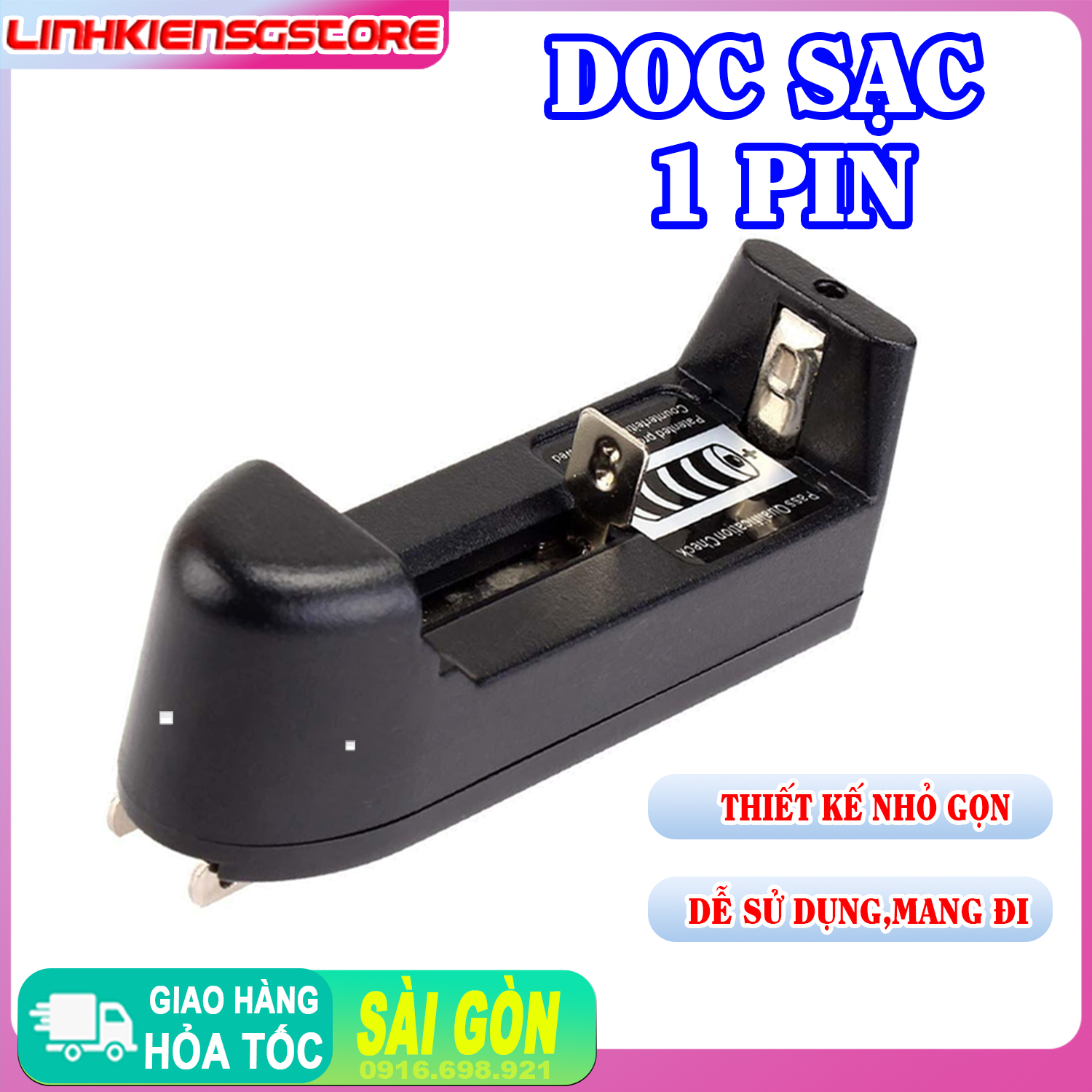 Dock sạc pin đa năng 1 PIN 10440, 14500, 16340, 17335, 17500, 17670, 18500, 18650 3.7v 4.2v