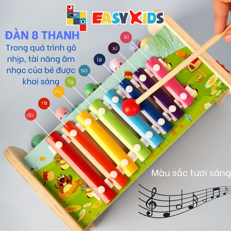 Đồ Chơi Đập Chuột Cho Bé Có Nhạc 7in1 Hình Thỏ, Đồ Chơi Giáo Dục Đa Năng Montessori