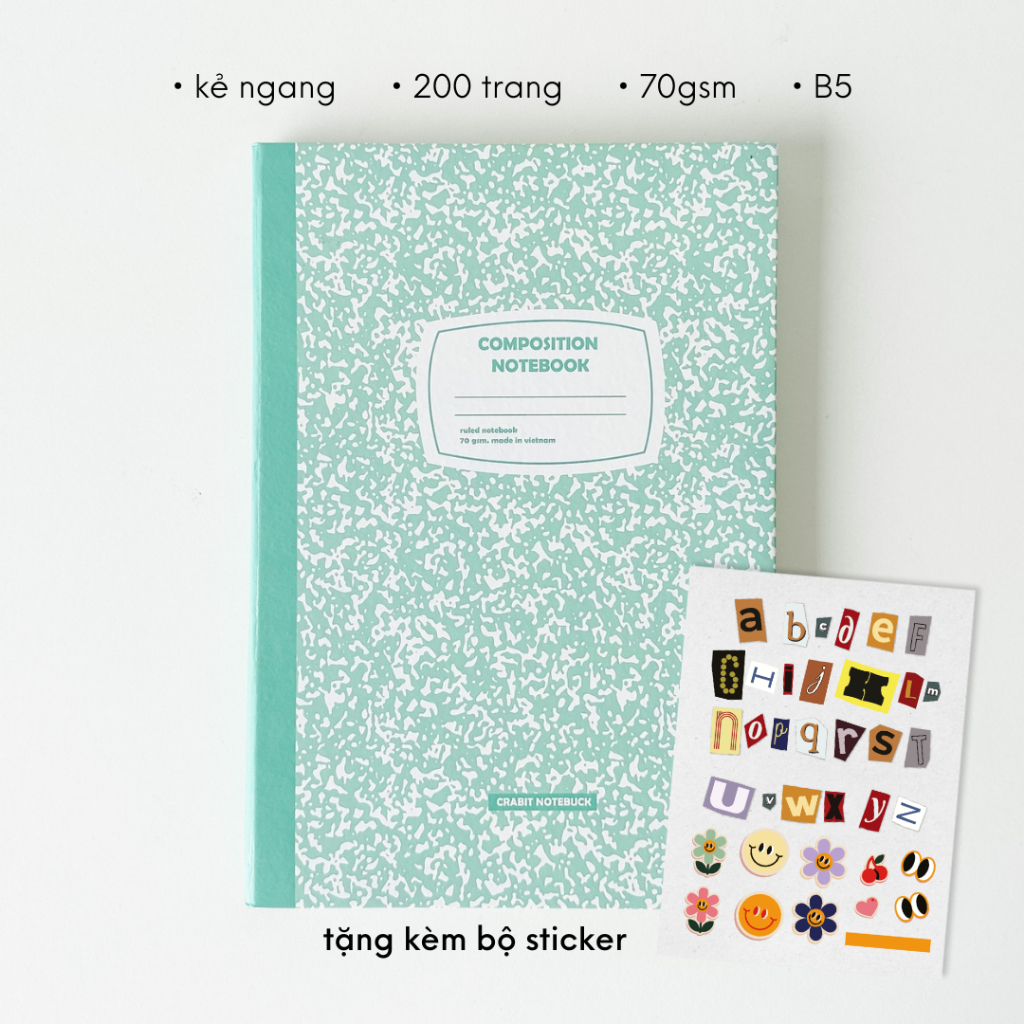 Vở bìa cứng 140 trang tập học sinh ghi chép studygram 100gsm Composition Hoạ tiết quả trám
