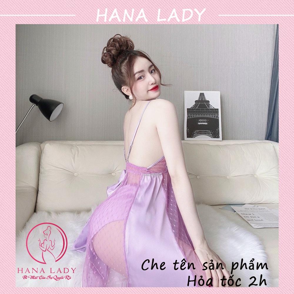 Váy ngủ sexy, đầm ngủ lụa phối ren chấm bi cao cấp còn quần quyến rũ gợi cảm VN466