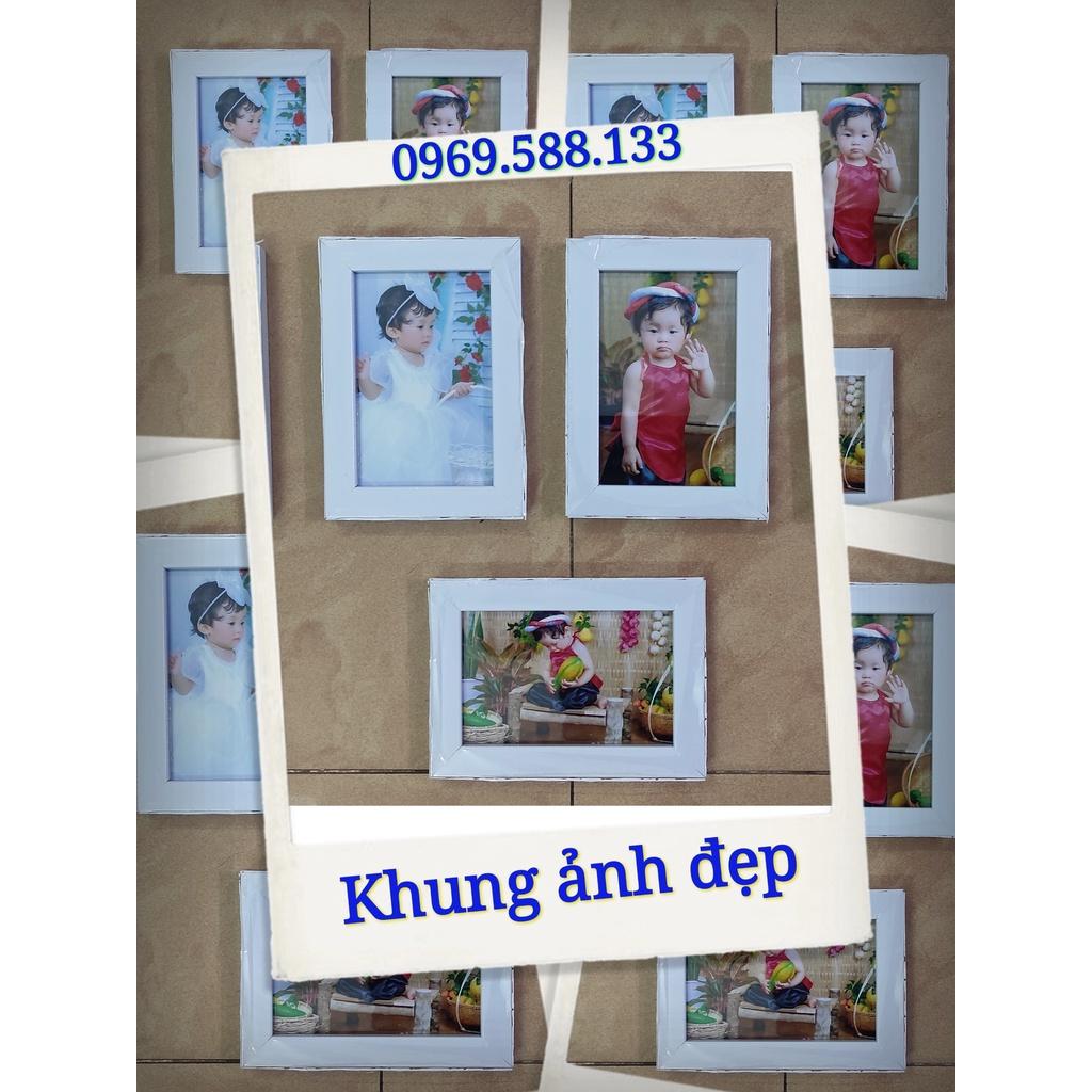 Bộ 10 khung ảnh để bàn 10x15 giá rẻ tặng kèm chân.