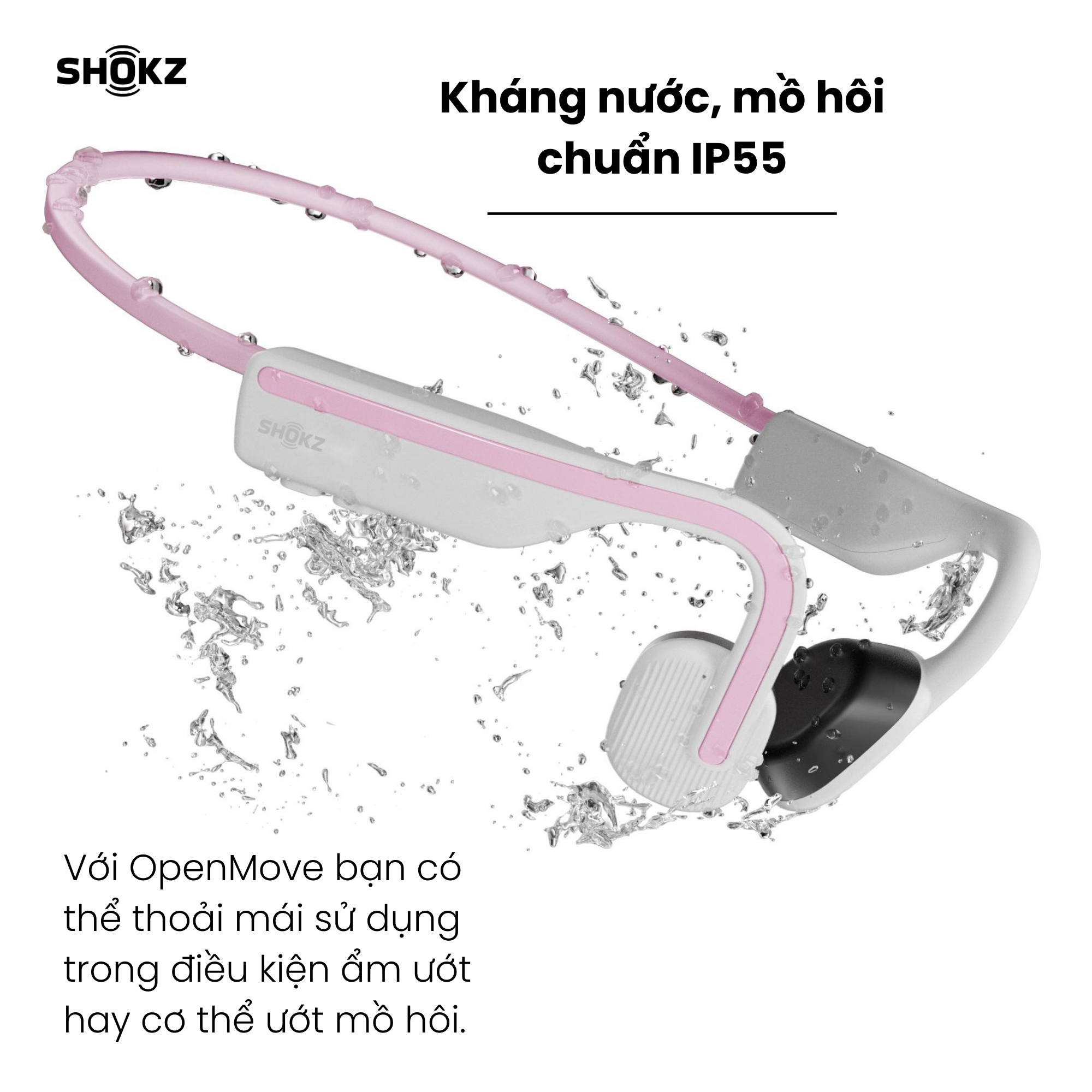 Tai Nghe Bluetooth Thể Thao Truyền Âm Thanh Qua Xương SHOKZ OPEN MOVE S661 Màu Hồng - Hàng chính hãng