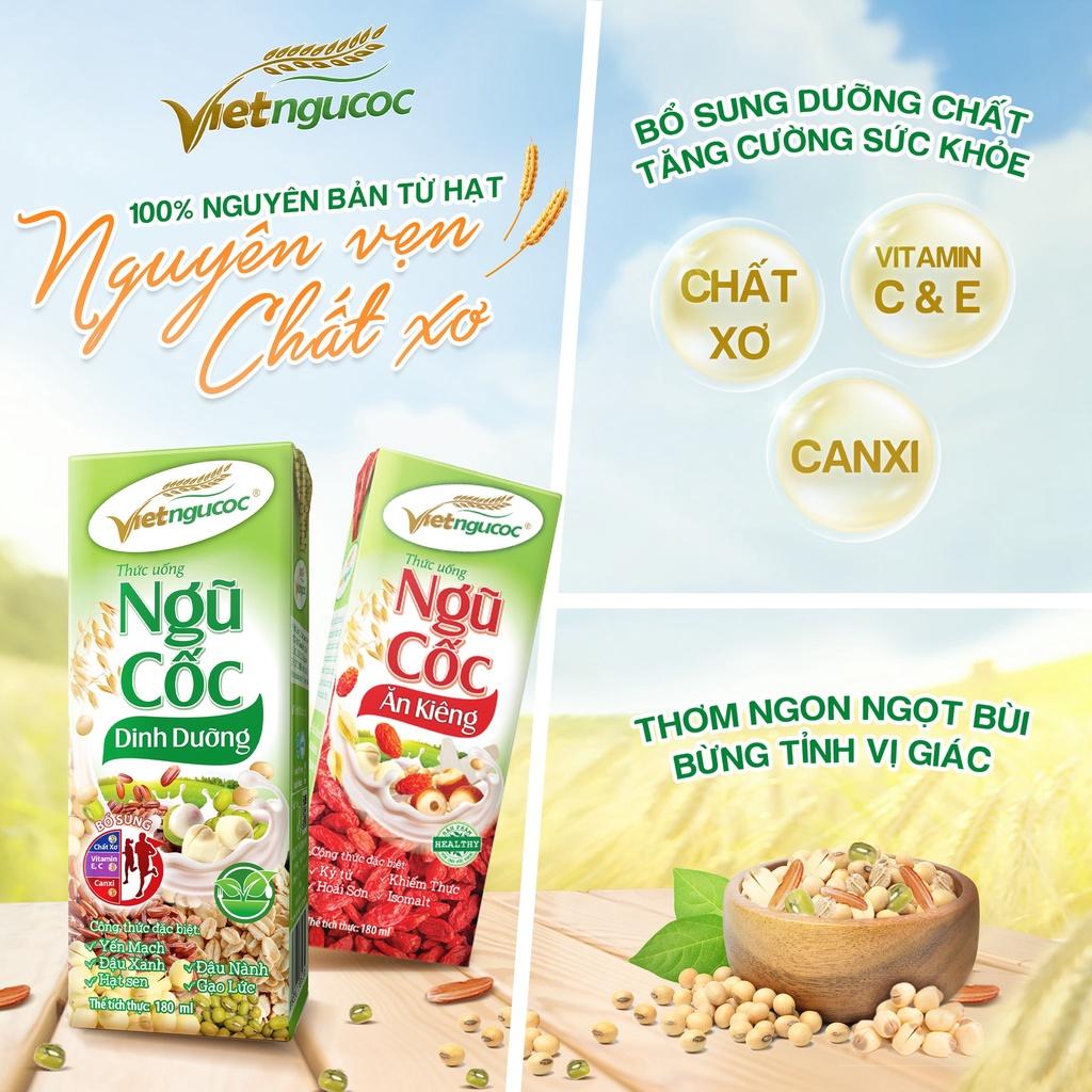 Lốc 4 Hộp Sữa Ngũ Cốc Dinh Dưỡng VIỆT NGŨ CỐC Uống Liền Bổ Sung Năng Lượng Chất Dinh Dưỡng Cho Cơ Thể 180ml/ Hộp