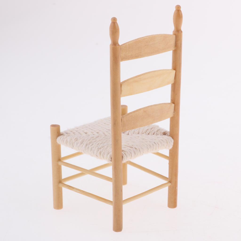 1/12 Miniature Furniture Wooden Chair For Dolls House Dining Room Accs