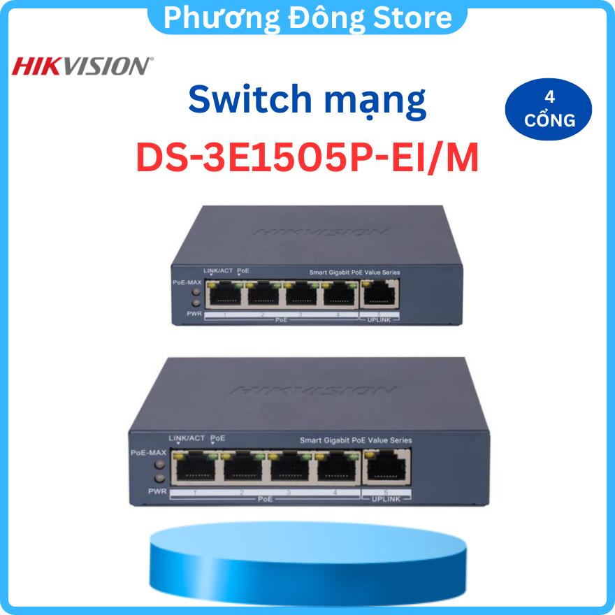 Switch mạng thông minh 4 cổng PoE Gigabit HIKVISION DS-3E1505P-EI/M - Hàng chính hãng