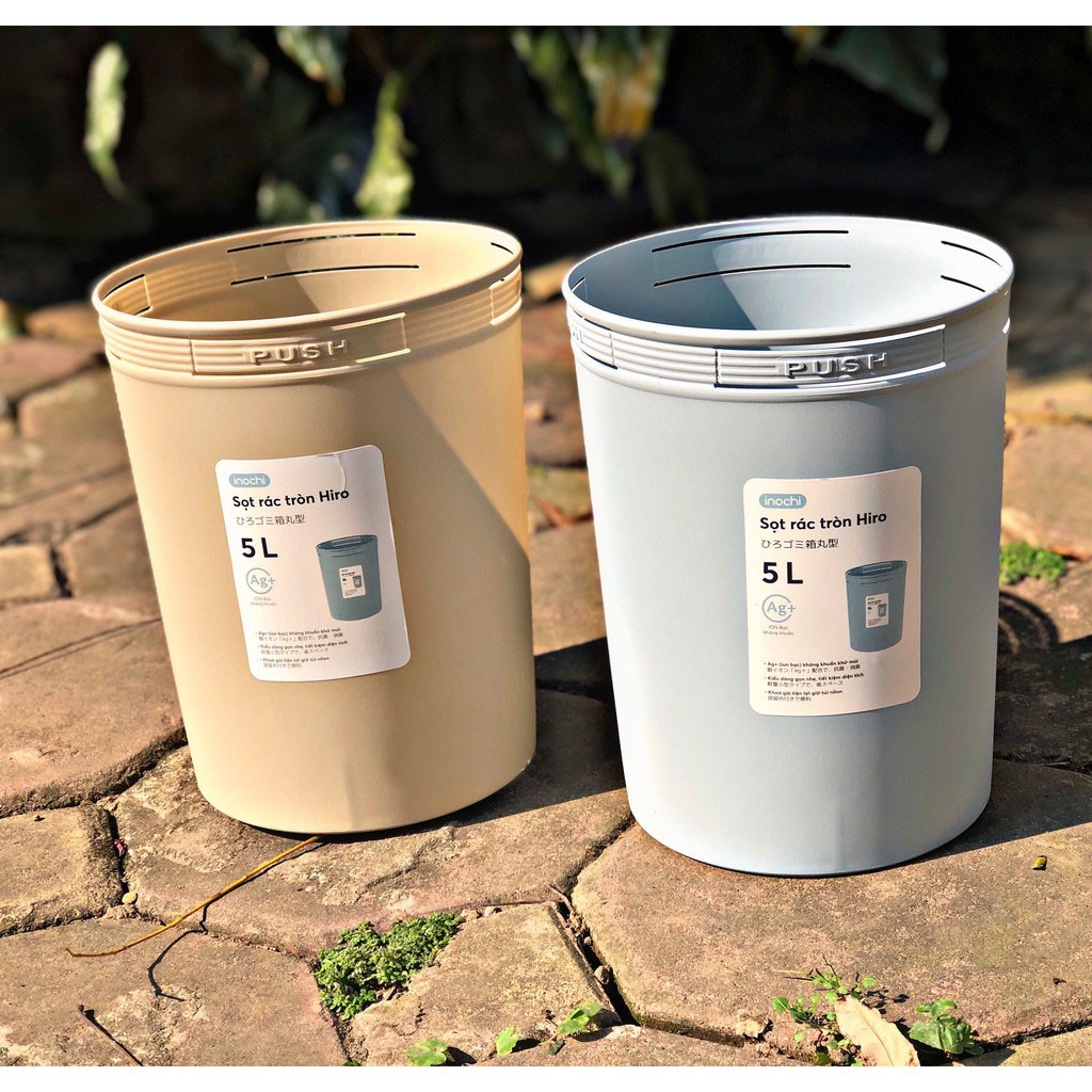Sọt Rác Hiro, Thùng Đựng Rác 5L – 10L – 15L Dạng Tròn Sang Trọng Inochi