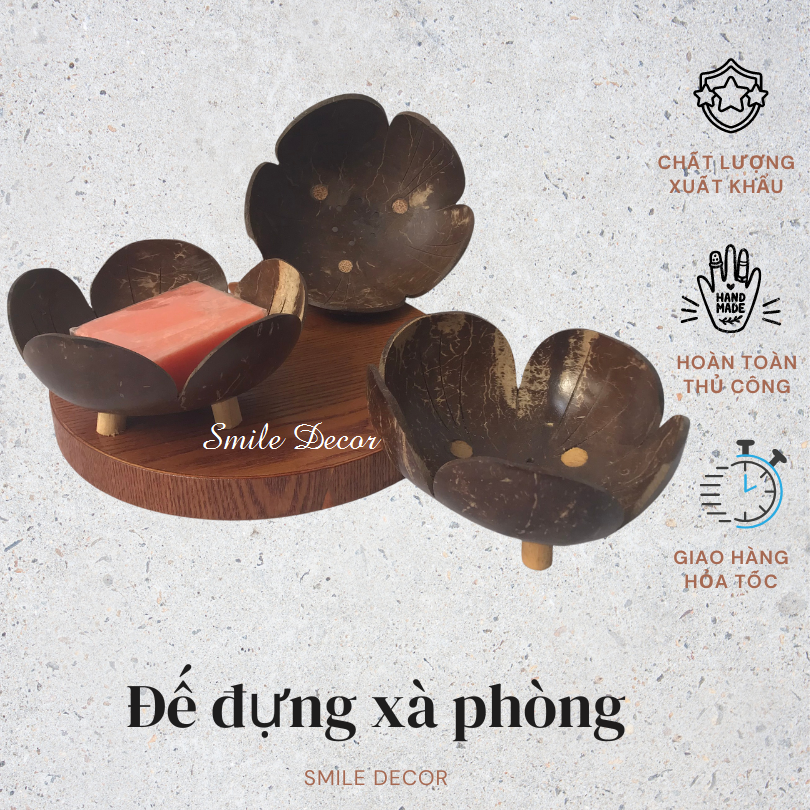 Đế đựng xà phòng, kệ xà bông bằng gáo dừa Smile Decor - Eco-friend coconut shell soap dish