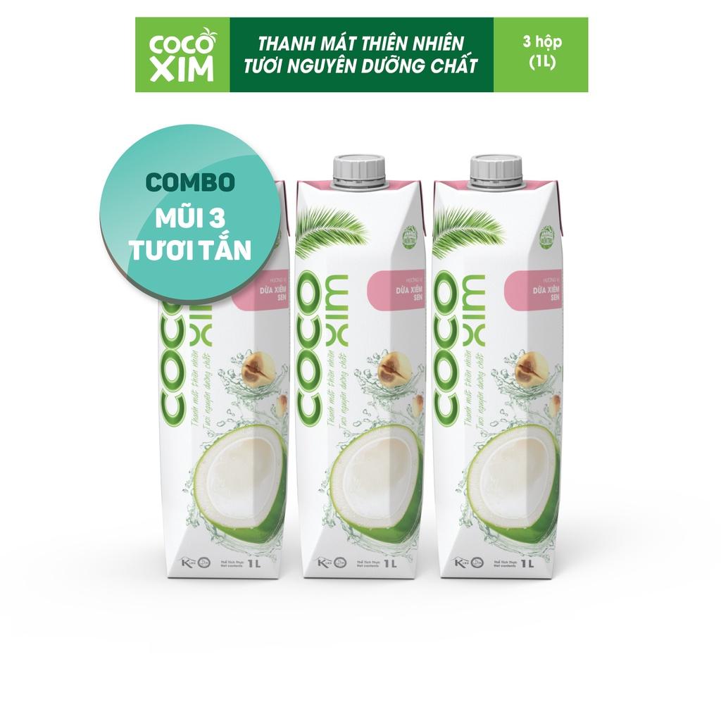 COMBO 3 MŨI TƯƠI TẮN-Dừa xiêm sen Cocoxim 1000ml/hộp