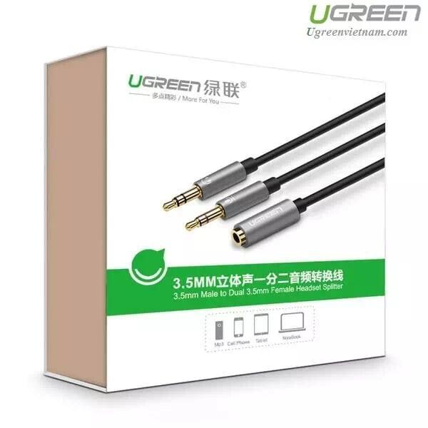 Ugreen UG20899AV140TK 20CM màu Đen Dây chuyển âm thanh 3.5mm âm sang Jack Mic + Loa dương - HÀNG CHÍNH HÃNG