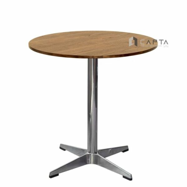 Bàn tiếp khách mặt gỗ MDF tròn 70cm TE1552-07W Nội thất Capta Bàn cafe hiện đại ống chân inox đế nhôm chống gỉ HCM
