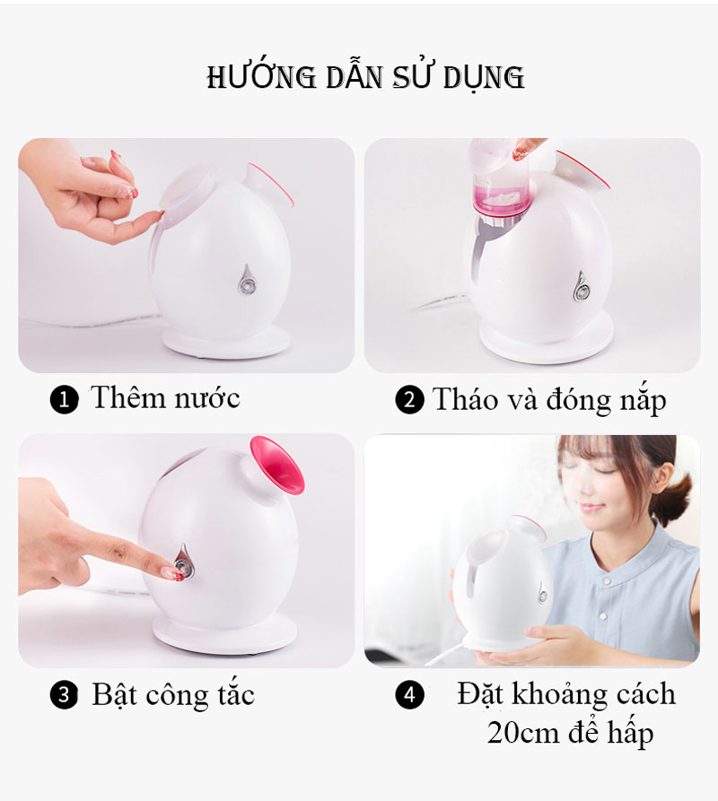 Máy Xông Hơi Da Mặt Phun Sương ION, Hydrat Chăm Sóc Và Trẻ Hóa Da Mặt Cao Cấp - Hàng Chính Hãng