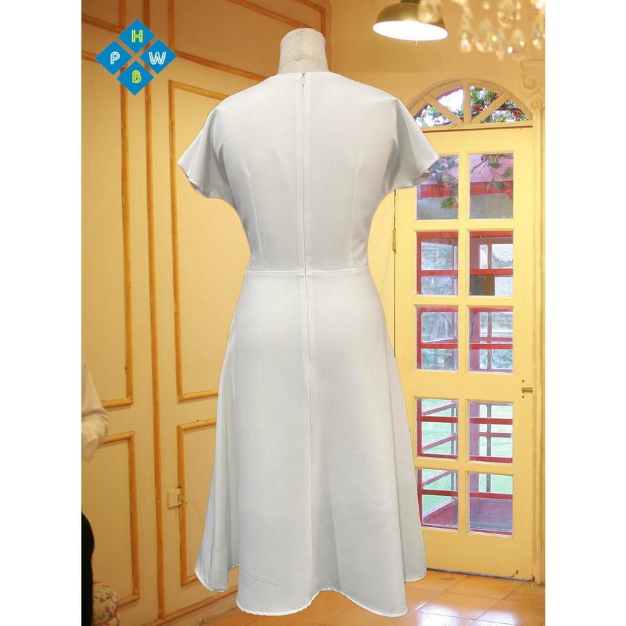 Đầm Dự Tiệc Thiết Kế, Trắng Xếp Ly Hông