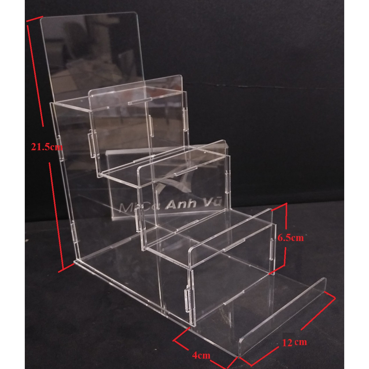 Kệ ví nữ mica trong 4 tầng lắp ghép