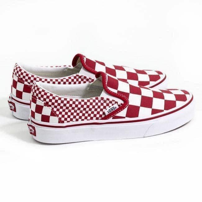 SNEAKER CHÍNH HÃNG VANS - họa tiết Vans Checkerboard - vải da lộn Canvas - Classic Slip-On 'Red Mix Checker' VN0A38F7VK5