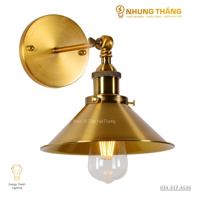 Đèn Treo Tường Đĩa Bay Lòng Sâu Thân Vàng Cao Cấp TN201-V - Decor Trang Trí Nhà Hàng , Quán Cafe Siêu Đẹp - Kèm Bóng T64