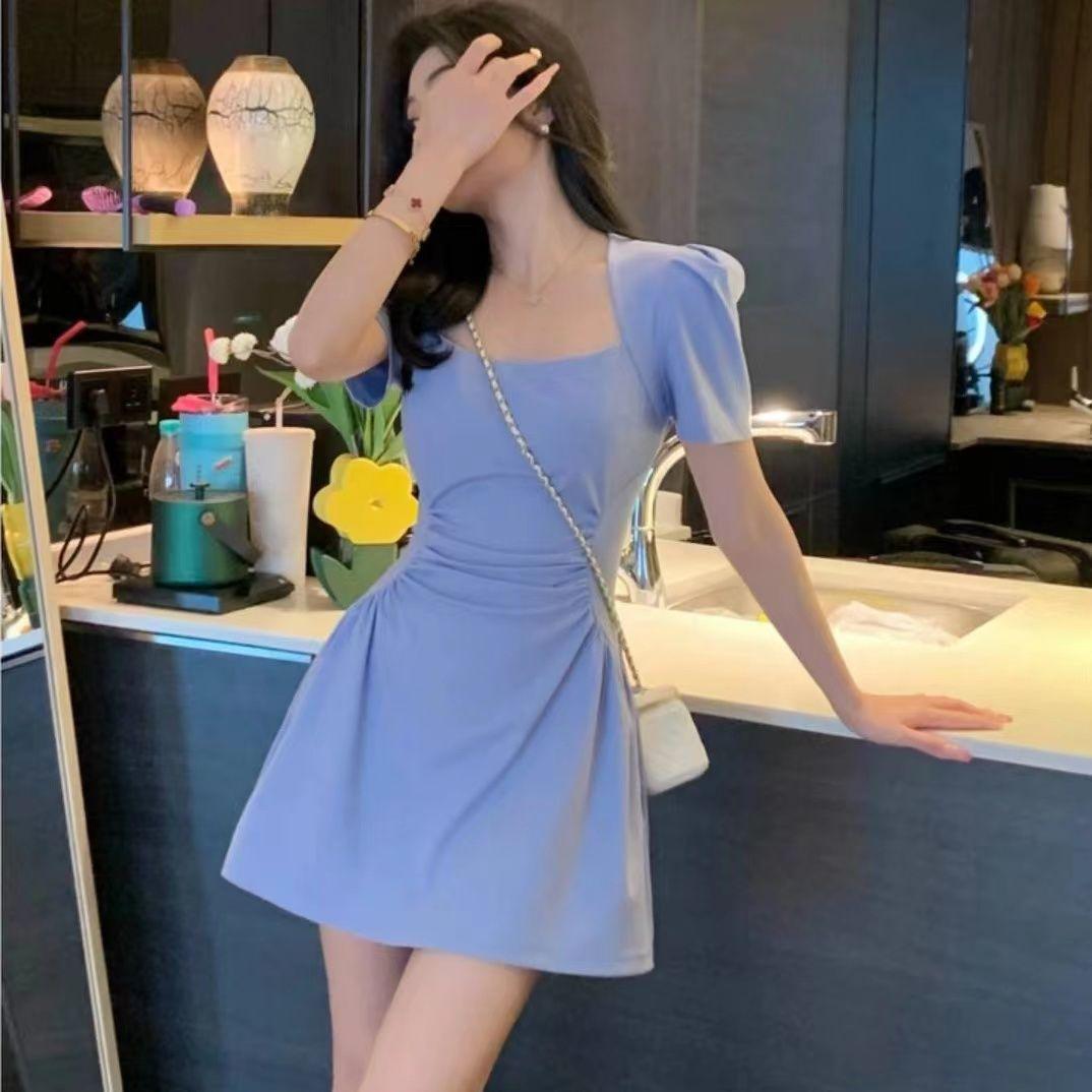 Váy Đầm Nữ Tay Ngắn Kiểu Pháp In Họa Tiết Trừu Tượng Độc Đáo