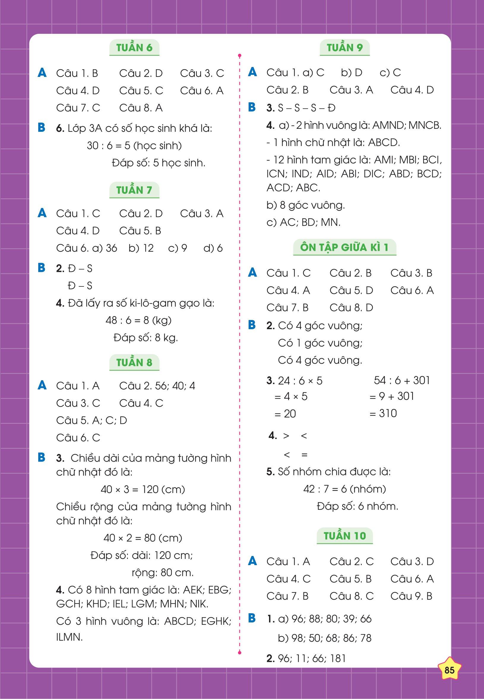 Phiếu Bài Tập Cuối Tuần Toán 3