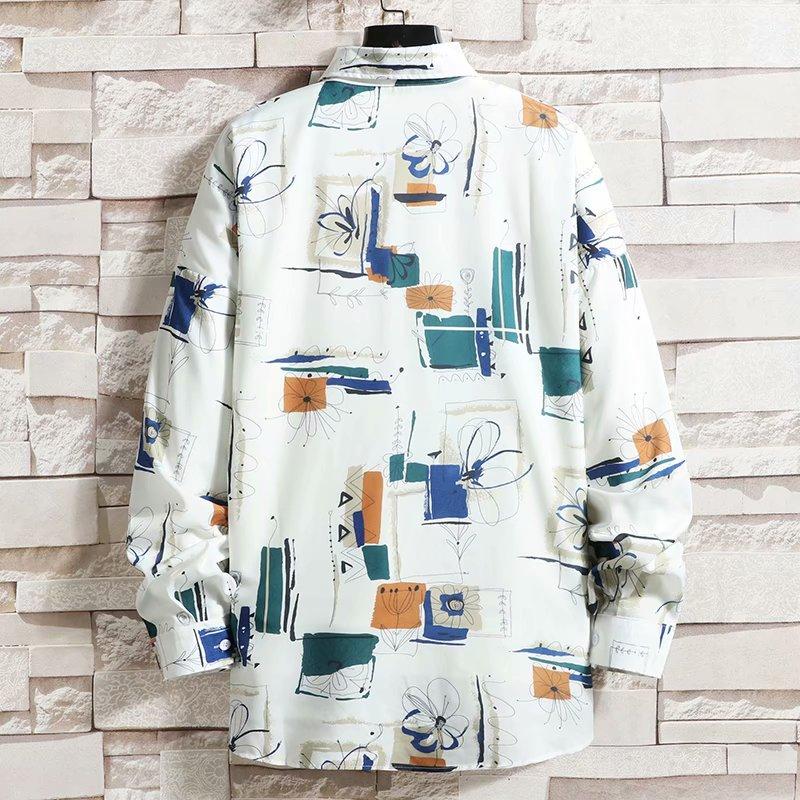 Áo Sơ Mi Nam Tay Dài Dáng Rộng In Hoa Thời Trang Công Sở Nhiều Cỡ M-3Xl