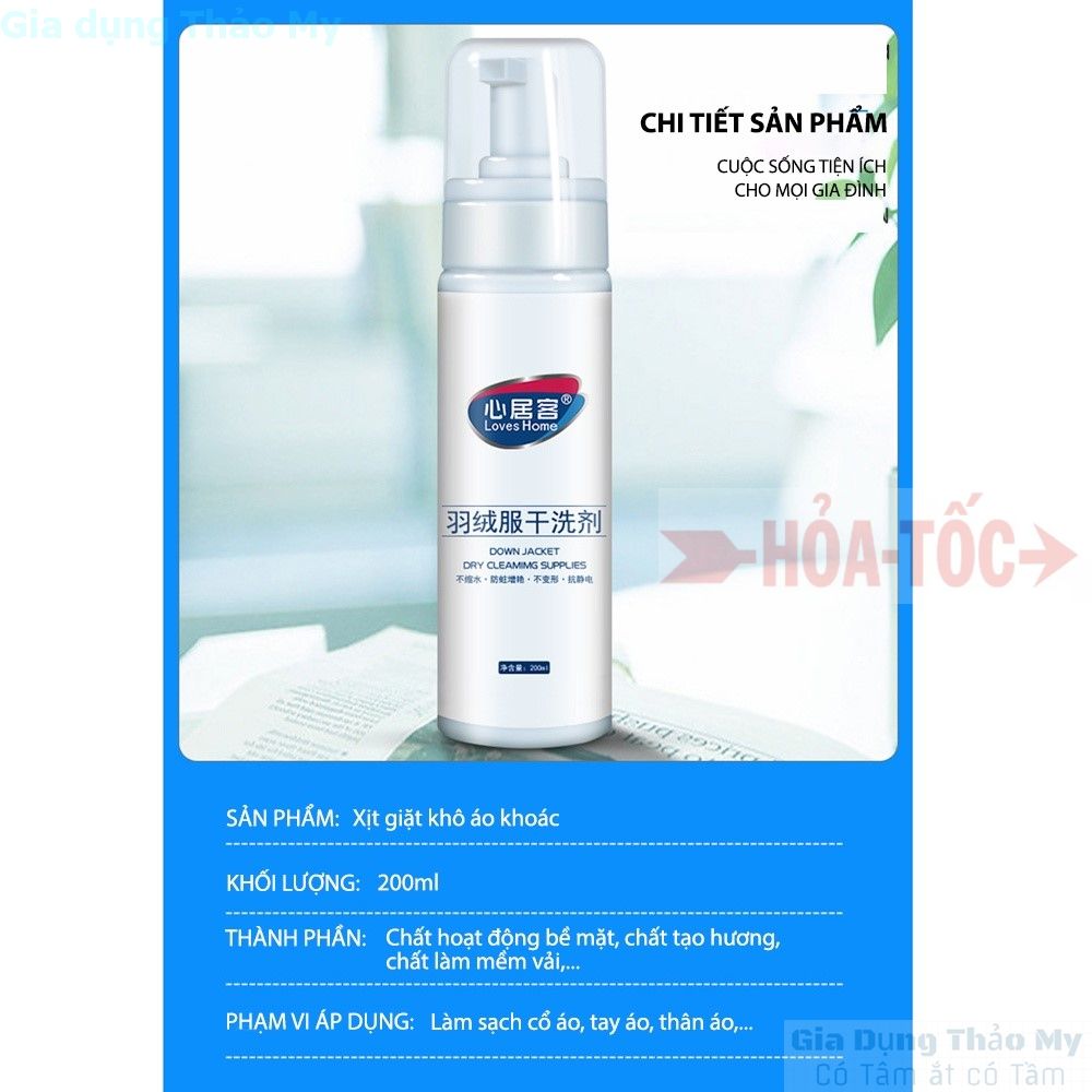 Xịt Giặt Khô-Làm Sạch Quần Áo Giầy Dép Túi Sách - Chai 200ml