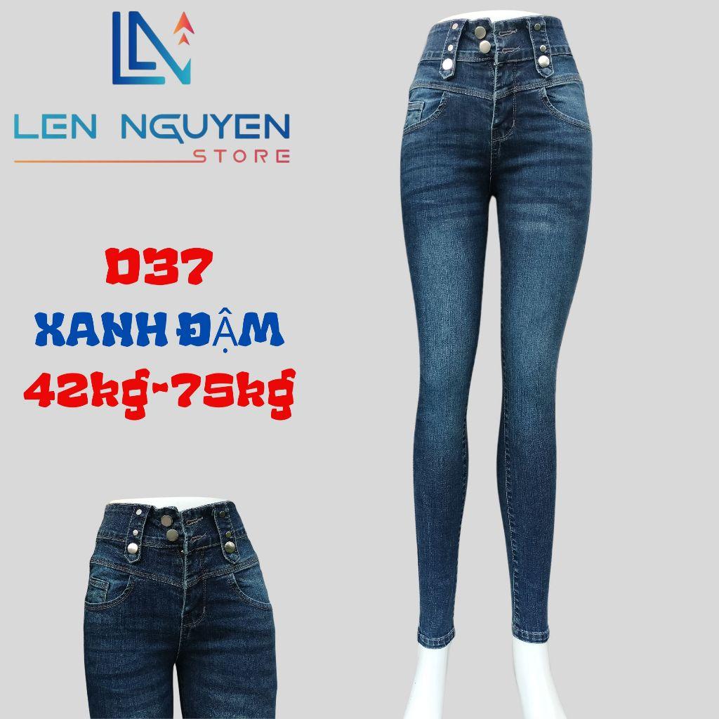 D37_Quần jean nữ, dài, lưng cao, quần bò nữ dáng ôm, quần rin nữ có big size, cho 42kg đến 75kg,LEN NGUYEN STORE - Xanh Nhạt