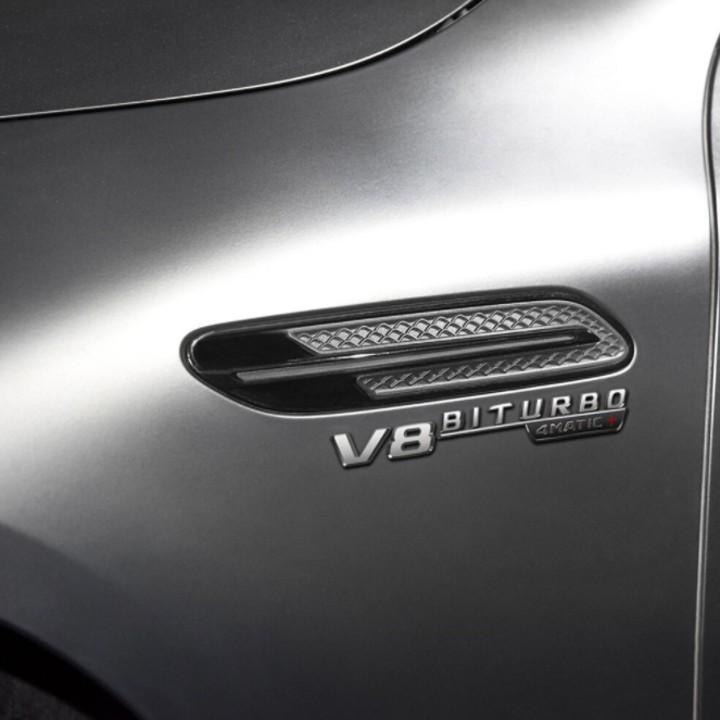 Bộ 2 Decal tem chữ V8 Biturbo 4Matic dán hông xe ô tô - Chất liệu nhựa ABS cao cấp được mạ Crom - 2 màu