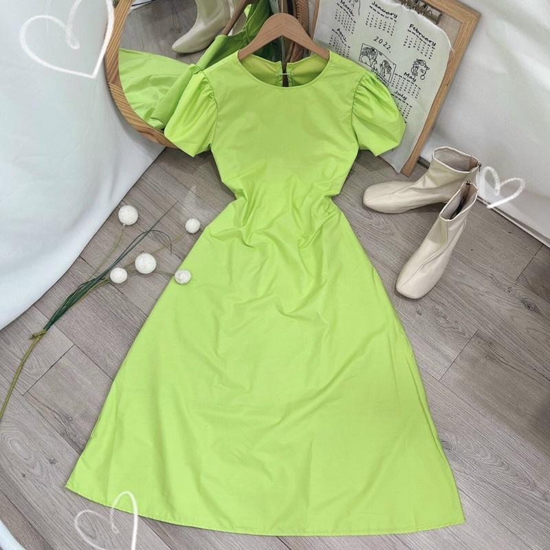 ĐẦM MIDI TRẮNG CUTOUT LƯNG RÚT DÂY