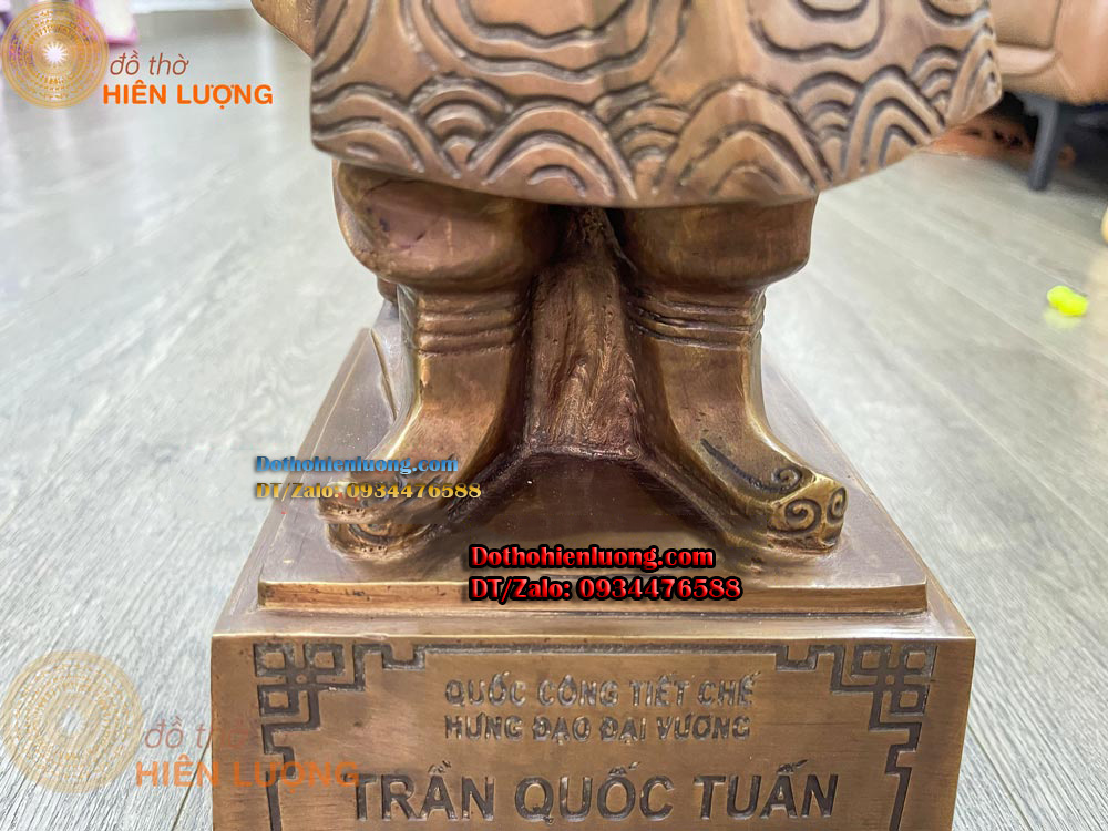 Tượng Trần Hưng Đạo - Trần Quốc Tuấn Bằng Đồng Cao 50cm Màu Nâu - Đồ Thờ Hiên Lượng