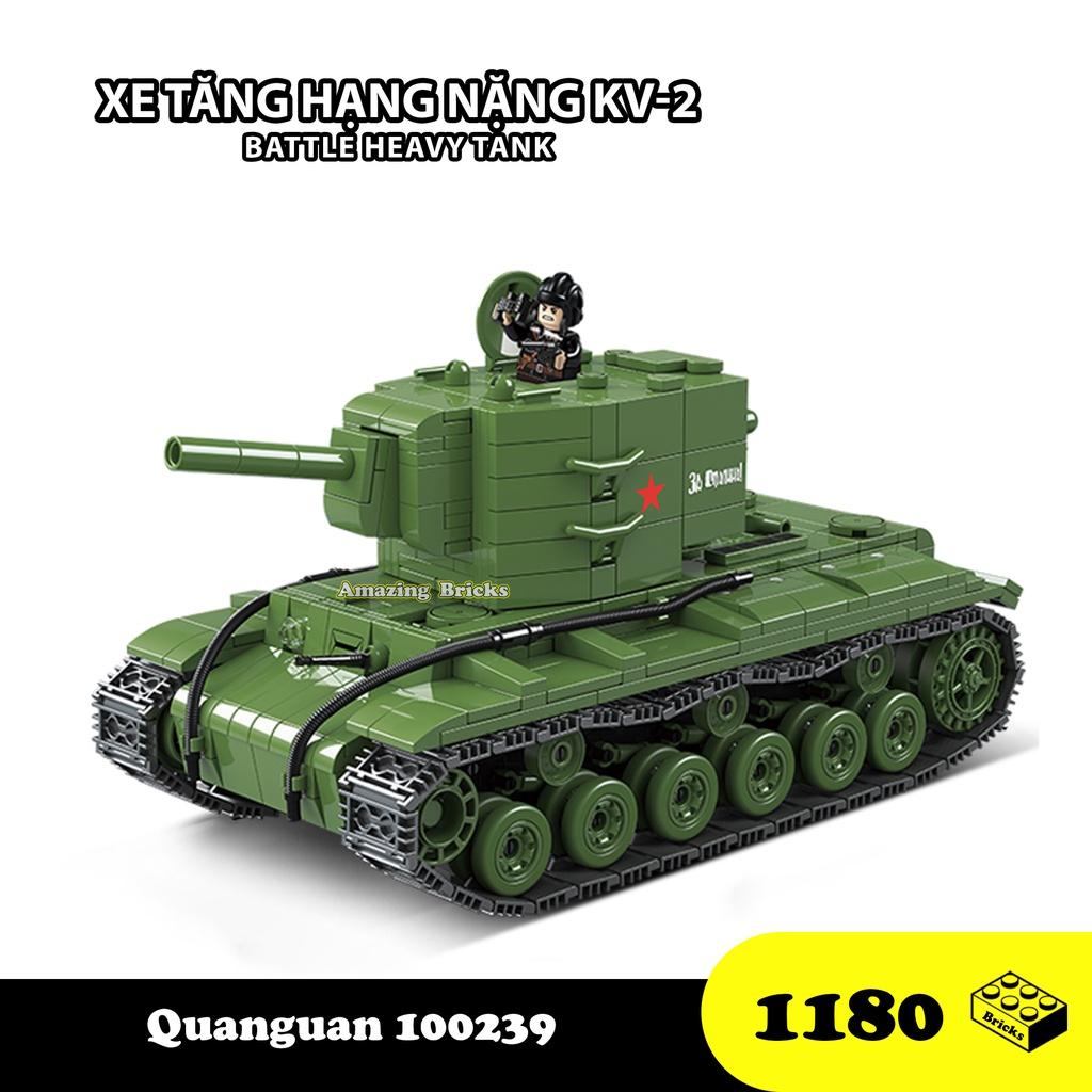 Đồ chơi Lắp ráp Xe Tăng hạng nặng KV-2, Quanguan 100239 Heavy Tank, Xếp hình thông minh, Mô hình Xe tăng