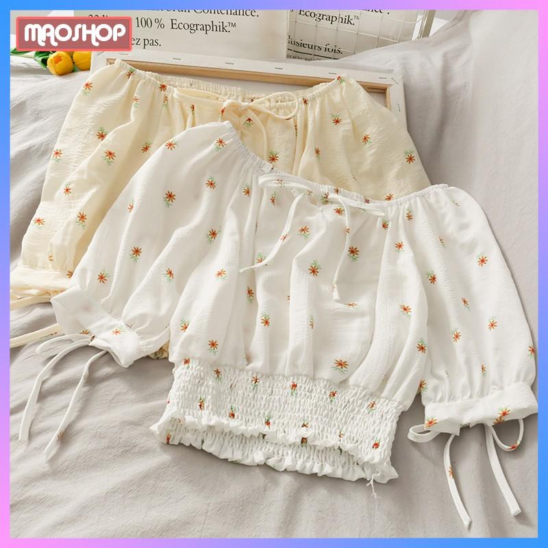 Áo Trễ Vai Peplum Hoa Nhí ngắn tay ulzzang Hàn Quốc C41 - Maoshop