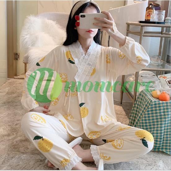 Bộ đồ bầu sau sinh cho con bú ti YUKATA KIMONO - Đồ bộ bầu đẹp mặc nhà - Quần áo bầu thời trang cho mẹ Bigsize