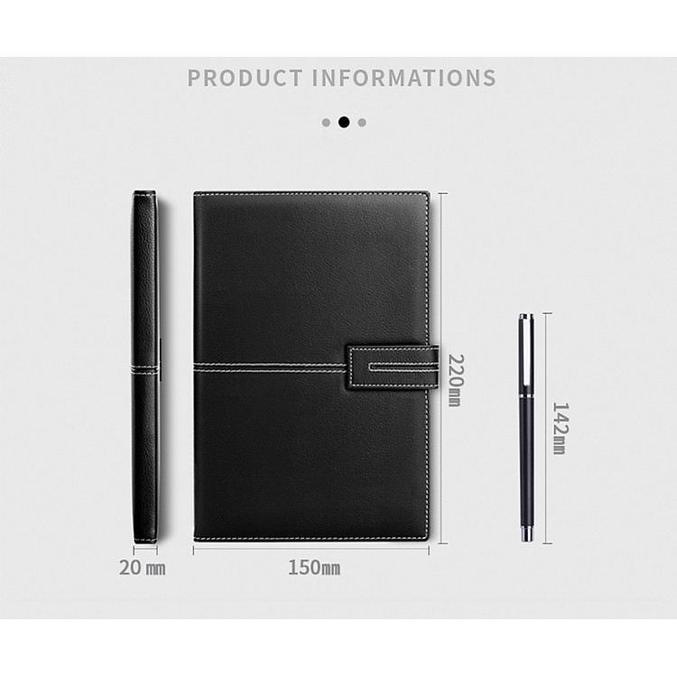 Bộ Sổ Tay Bằng Da Deli Và Bút Gel, Nhật Kí 120 Trang Có Nút Từ Tính Đánh Dấu Trang Leather Notebook Set