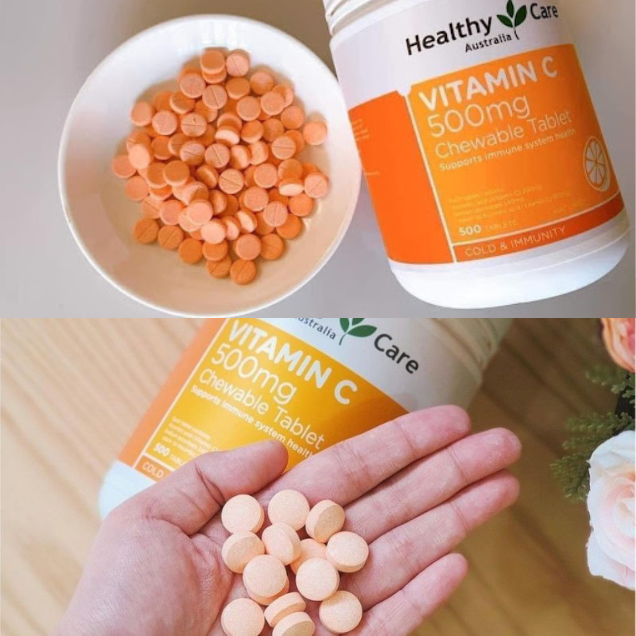 Vitamin C dạng kẹo (ngậm) Úc Healthy Care tăng sức đề kháng, sáng da, tăng sản xuất collagen, nhanh lành bệnh (vết thương) - Massel Official