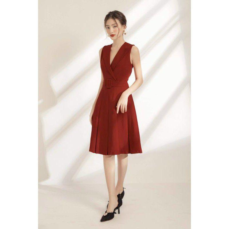 Đầm Nữ CỔ VEST KÈM Đai EO