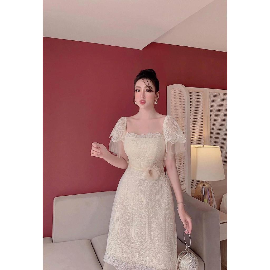 VÁY REN THÊU PHỦ LƯỚI MIX HOA CAO CẤP