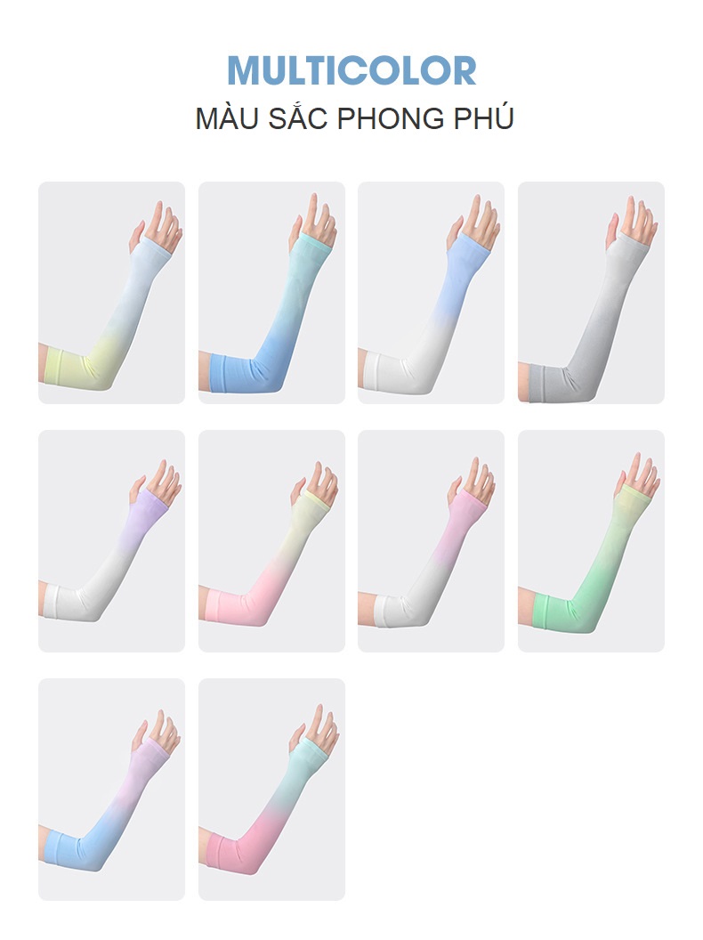 Găng tay chống nắng xỏ ngón 2 màu ombre thời trang - Bao tay chống nắng Ombre Sun Protection Sleeves