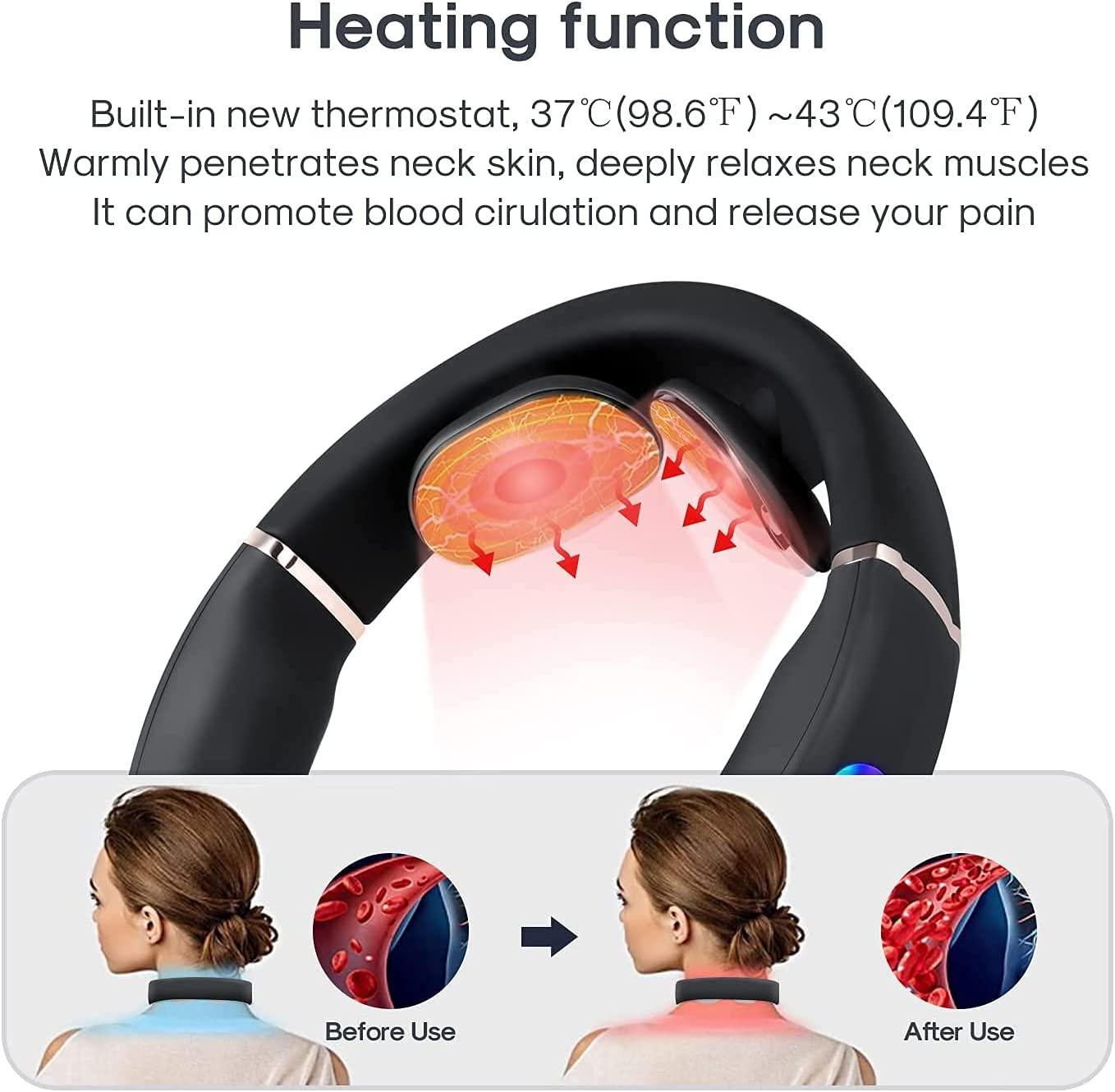 Máy mát xa cổ, Máy mát xa cổ xung điện từ với chức năng sưởi ấm, Điện thông minh làm giảm đau cơ cổ, thích hợp cho gia đình và văn phòng