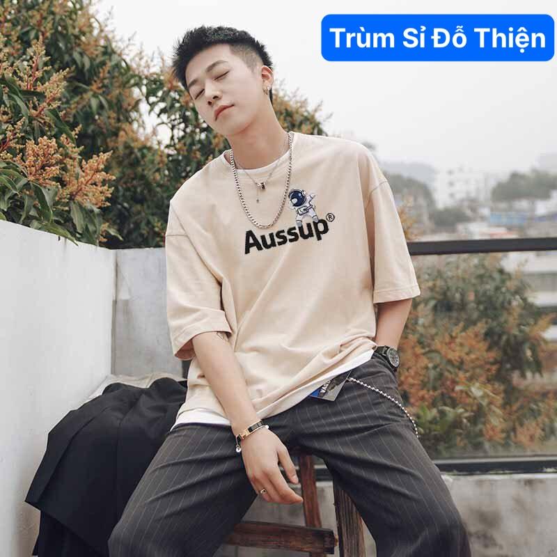 Áo thun nam Aussup Phi Hành Gia Unisex Form rộng thun cotton 4c Đủ size Nam Nữ mặc nhà đi học chơi phong cách Hàn Quốc