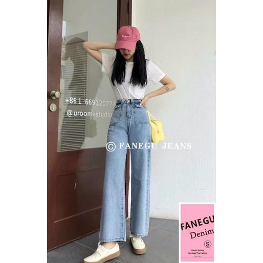 Quần Jeans ống suông cạp cao/ Hàng cao cấp MS 3928