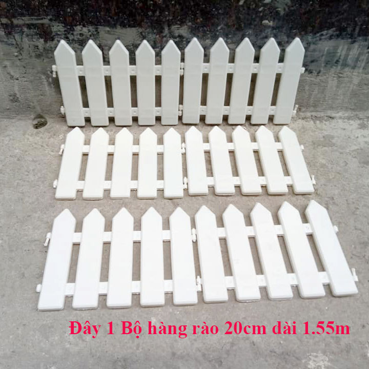 Hàng Rào Nhựa Lắp Ghép Trắng Cao Cấp Trang Trí Cây Thông Noel, Cây Cảnh, Vườn Hoa Cao 20cm Dài 1.55m