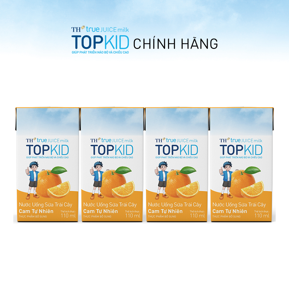 Thùng 48 hộp sữa trái cây TOPKID hương cam tự nhiên TH True Juice Milk 110ml (110ml x 48)