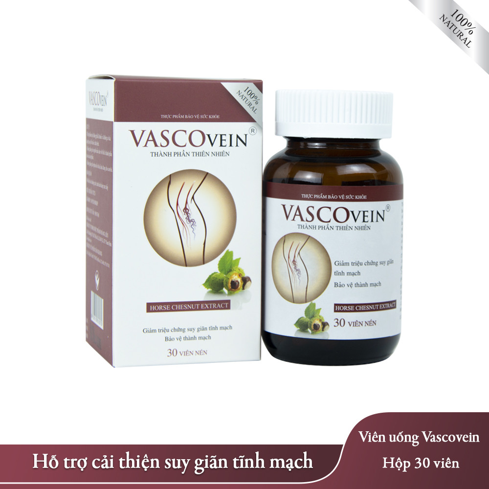 Viên Uống Hỗ Trợ Điều Trị Bệnh Suy Giãn Tĩnh Mạch Vascovein , Chiết Xuất Từ Hạt Dẻ Ngựa - Nguyên Liệu Nhập Khẩu Châu Âu