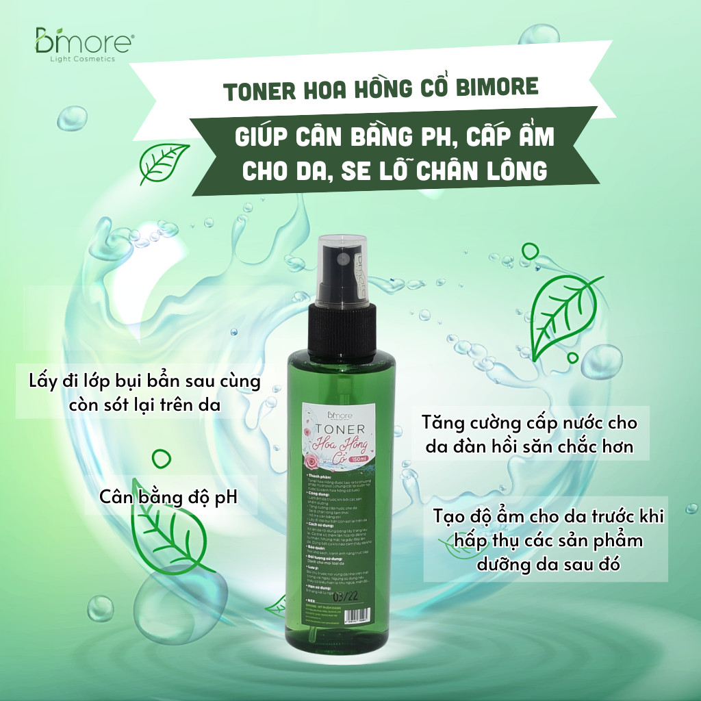 Toner hoa hồng cân bằng pH, se lỗ chân lông_150ml