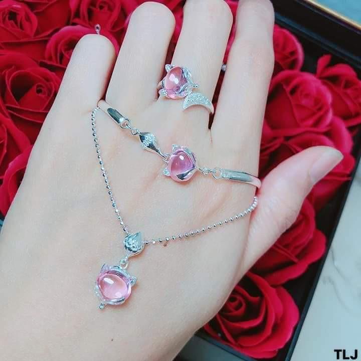 BỘ TRANG SỨC BẠC TA - BỘ HỒ LY 3 MÓN ĐẸP -
