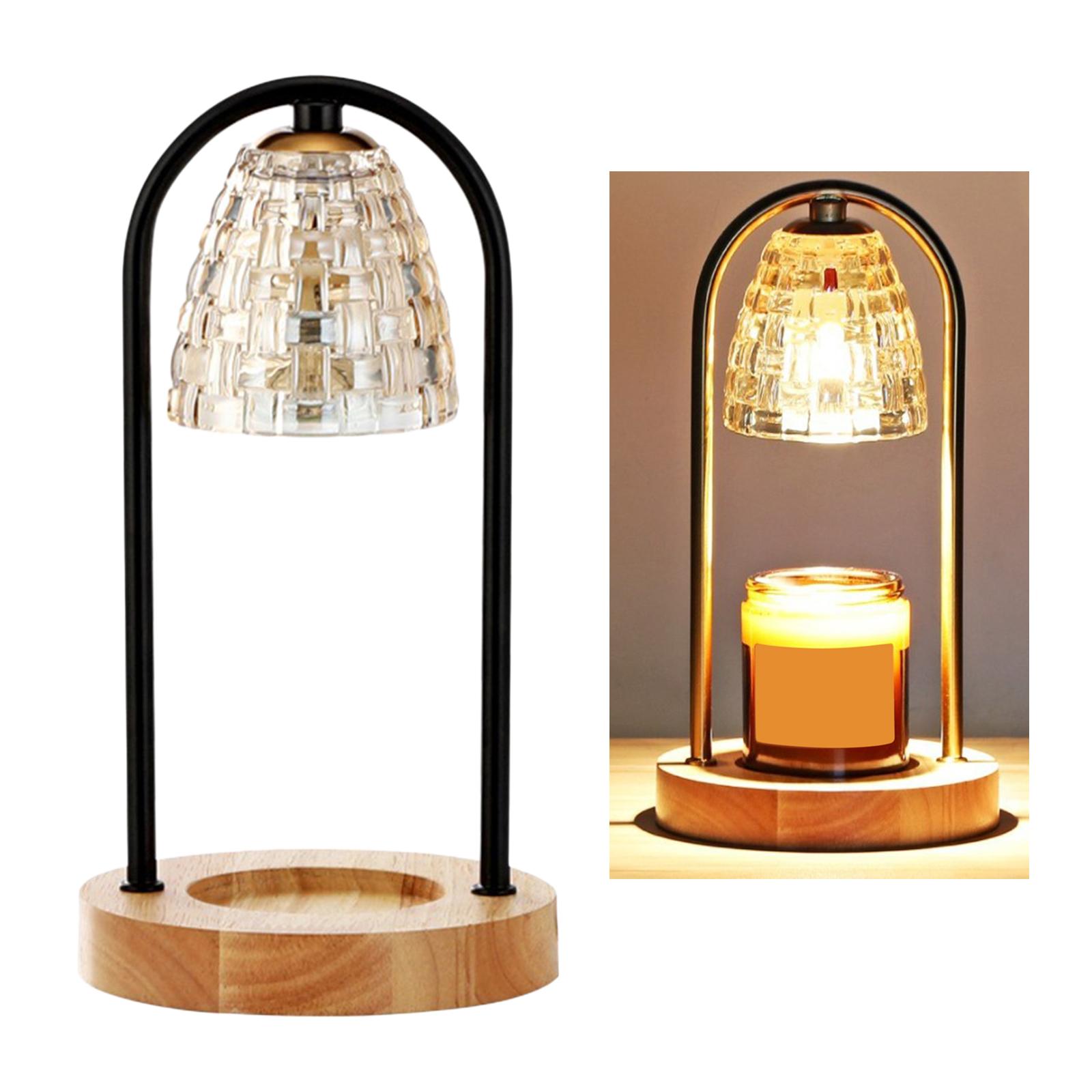 Electric Candle Warmer Lamp, Candle Wax Melting Lamp with Wooden Base Table Light Aromatherapy Lamp Home Decor Nightlight US Plug