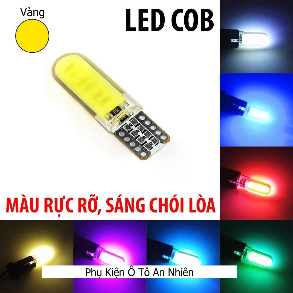 BÓNG LED T10 Đèn Xi Nhan, Đèn Demi Siêu Sáng Cho Xe Máy,Ô Tô, Chân T10, 12chip COB Bọc Silicon (Giá 1 Bóng)