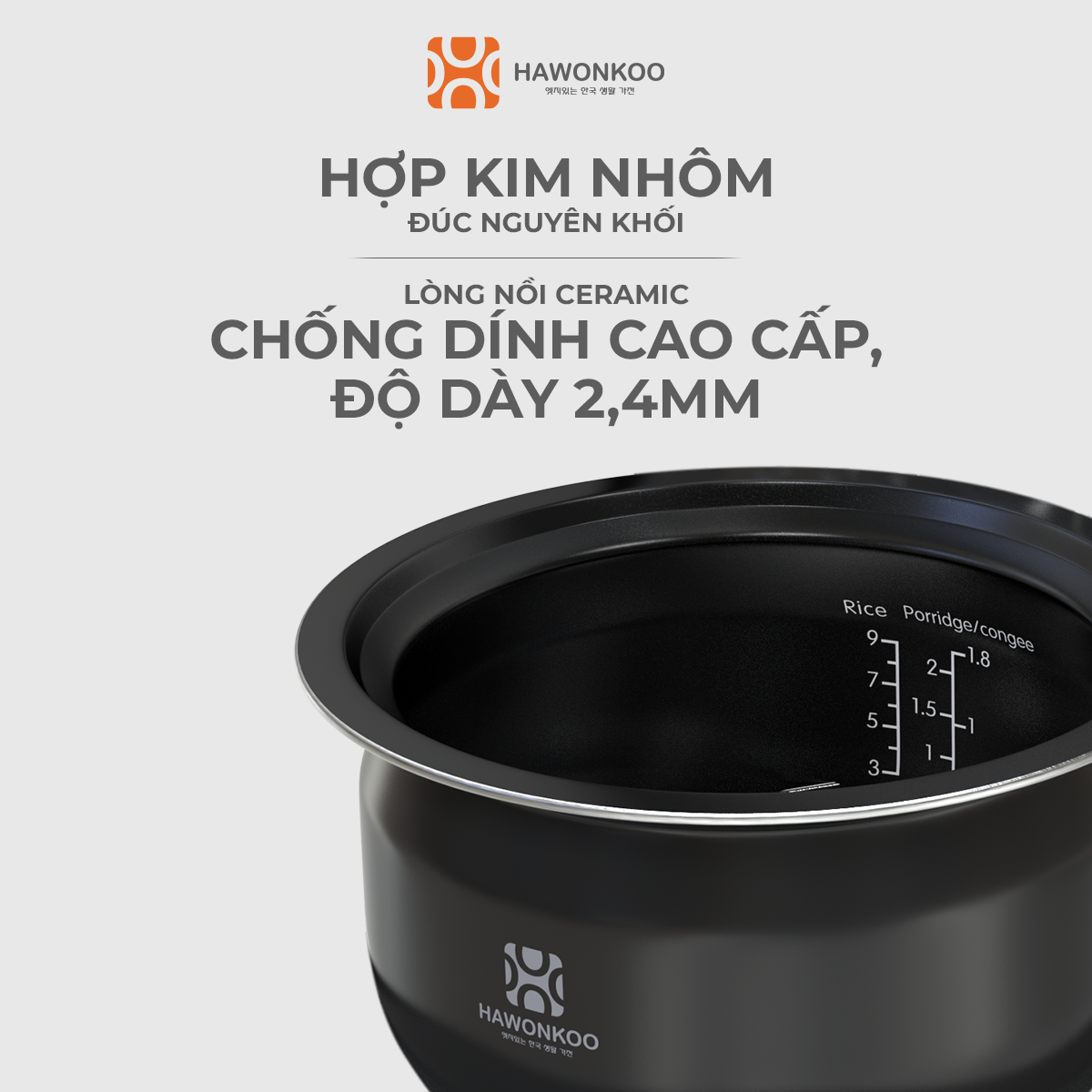 Nồi Cơm Điện Tử HAWONKOO RCH-150-BA 1,5 Lít Nấu Cơm Ngon Hàng Chính Hãng Bảo Hành 12 Tháng - Thương Hiệu Hàn Quốc